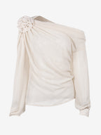 One Shoulder Tees Pleated Asymmetrical Shirt For Women