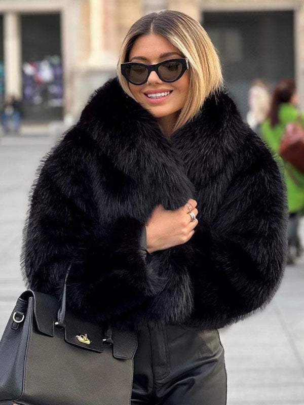Faux Fur Coats Cozy Winter Women Chic Eco-friendly Fur Jacket In Burgundy