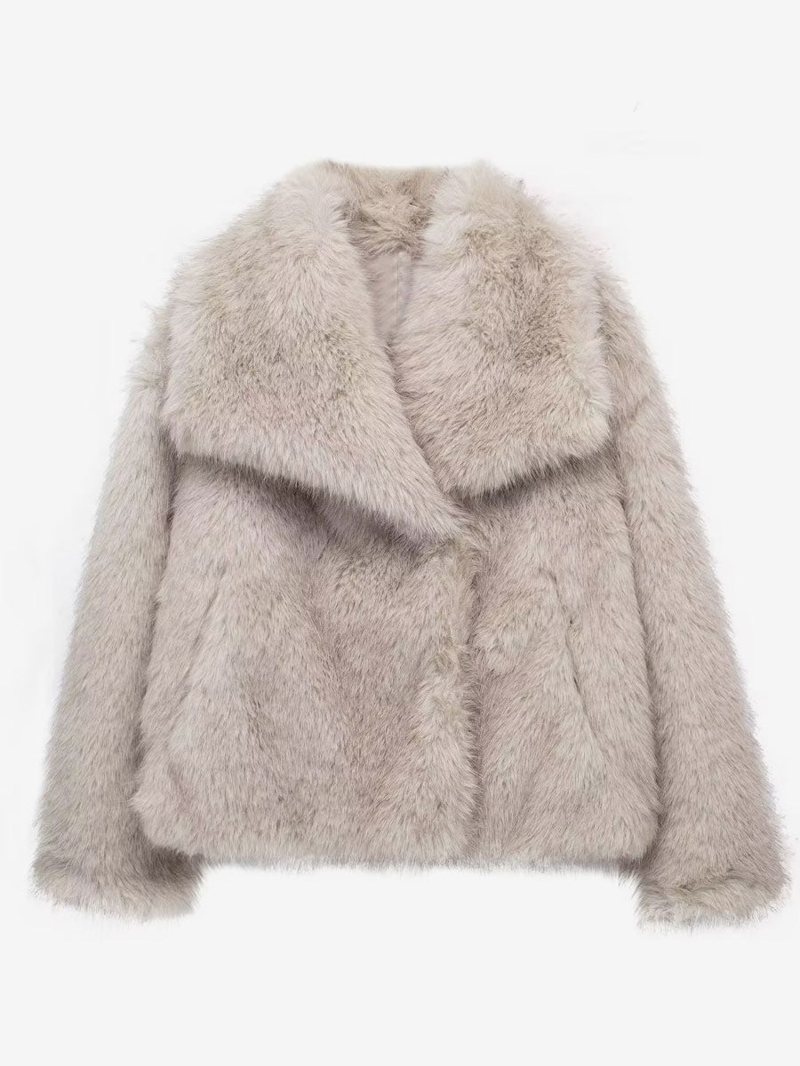 Faux Fur Coats Cozy Winter Women Chic Eco-friendly Fur Jacket In Burgundy