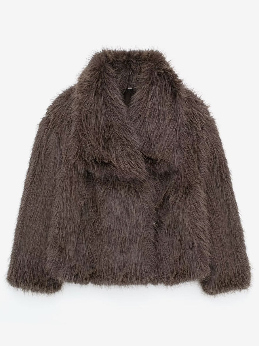 Faux Fur Coats Cozy Winter Women Chic Eco-friendly Fur Jacket In Burgundy