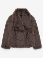 Faux Fur Coats Cozy Winter Women Chic Eco-friendly Fur Jacket In Burgundy