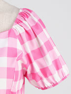 Retro Glamour Dress Sweetheart Neck Puff Sleeves Polka Dots Casual Long Dresses