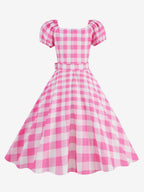 Retro Glamour Dress Sweetheart Neck Puff Sleeves Polka Dots Casual Long Dresses