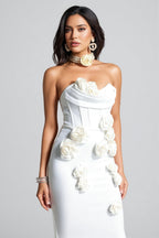 Islay White Rose Off Shoulder Maxi Dress