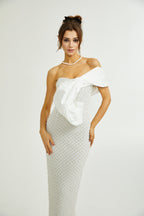 Maura faux-pearl off-shoulder dress