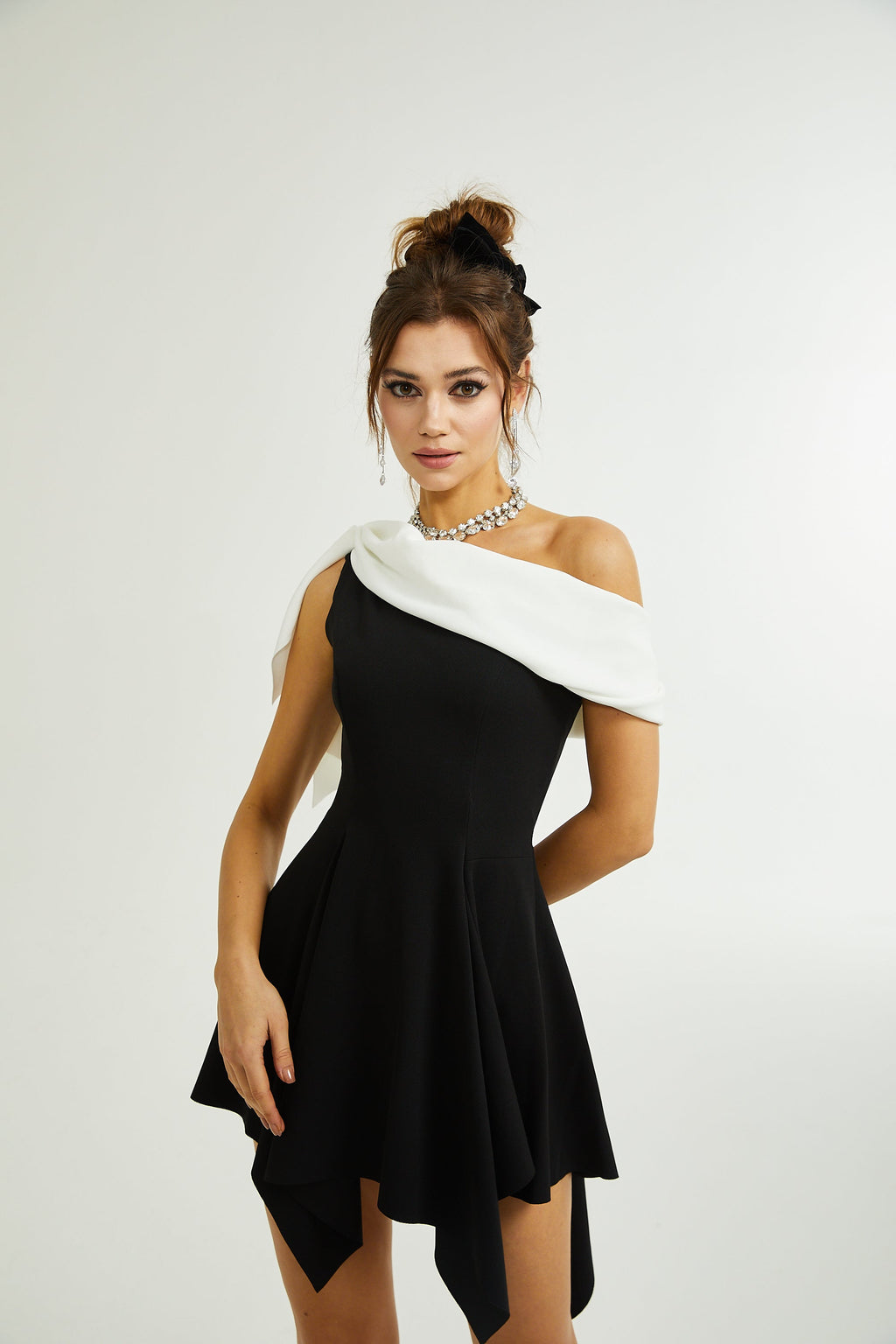 _meline asymmetrical mini dress