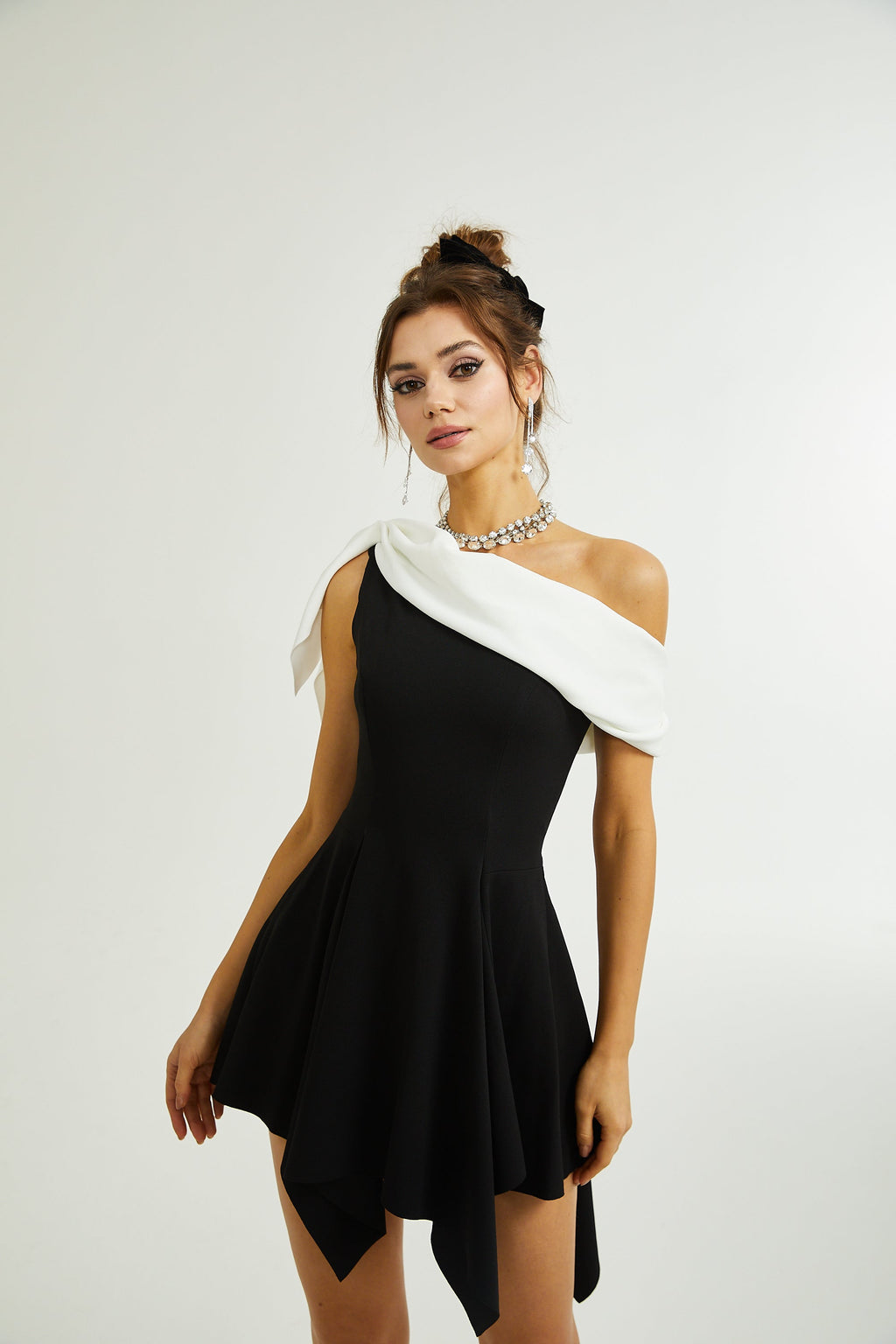 _meline asymmetrical mini dress