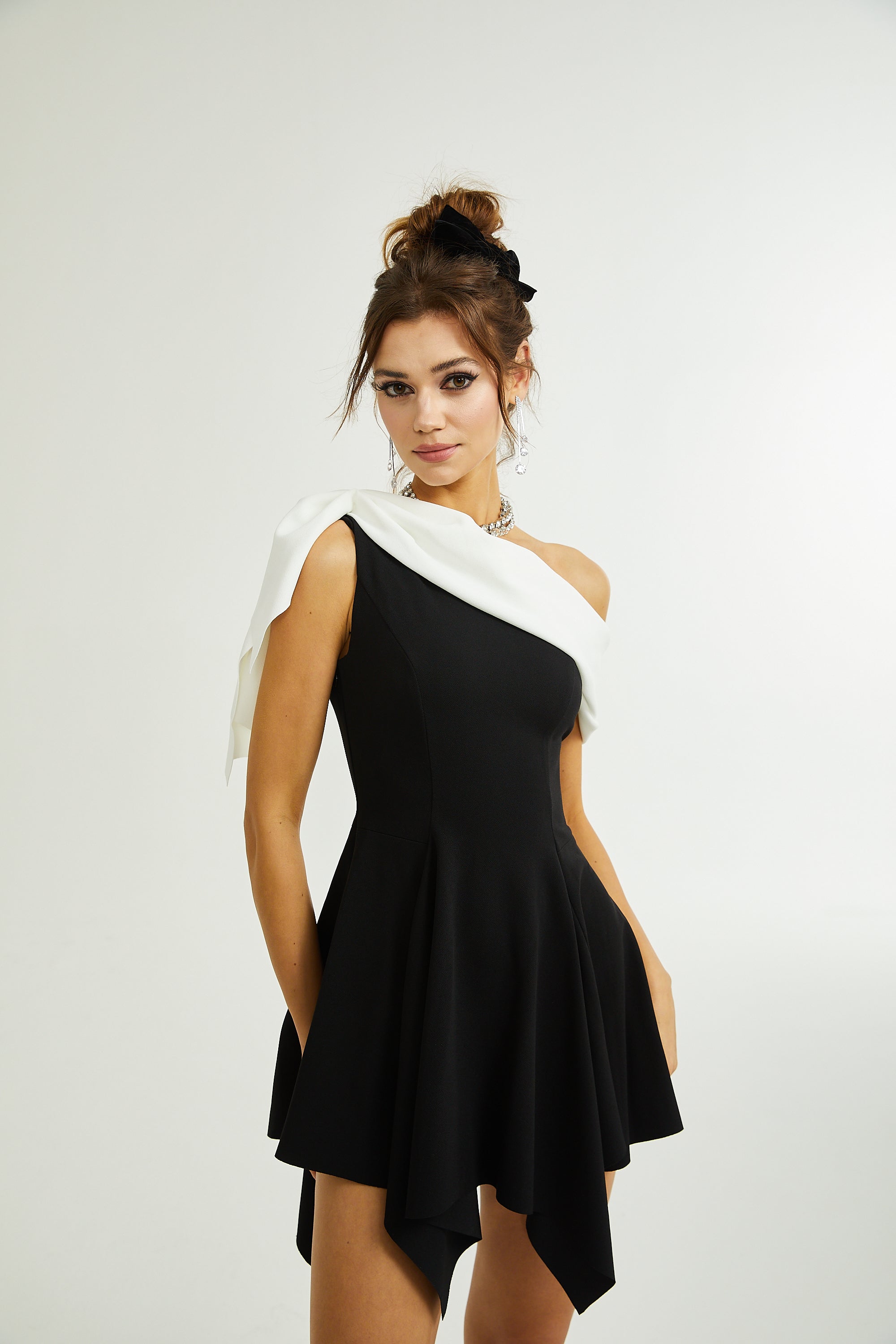 _meline asymmetrical mini dress