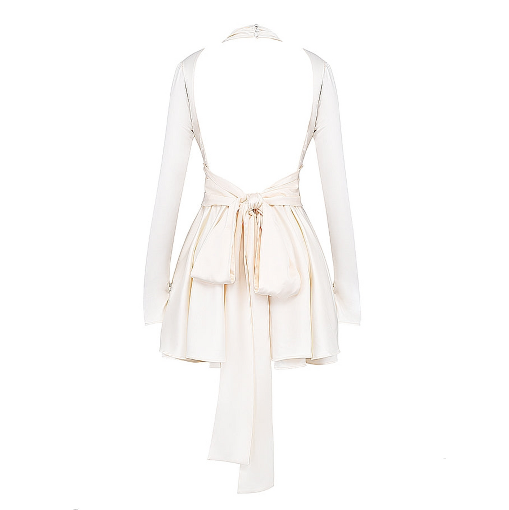 Parisian Encounter Satin Bow Mini Dress
