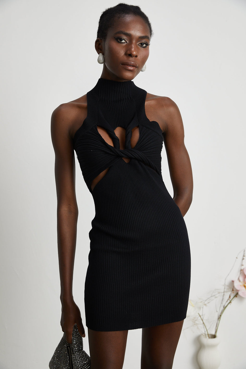 _milie twist-detail cut-out mini dress