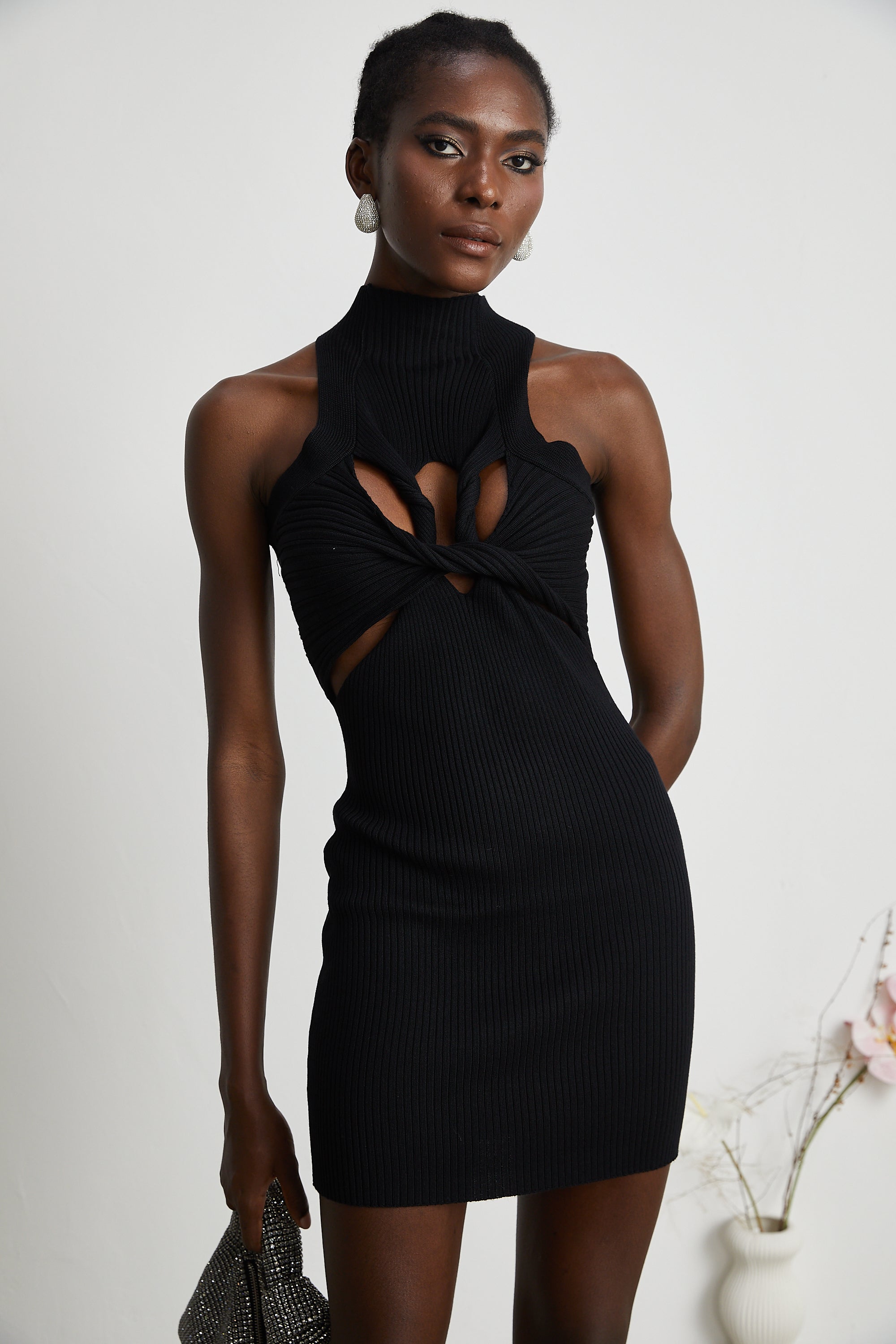 _milie twist-detail cut-out mini dress