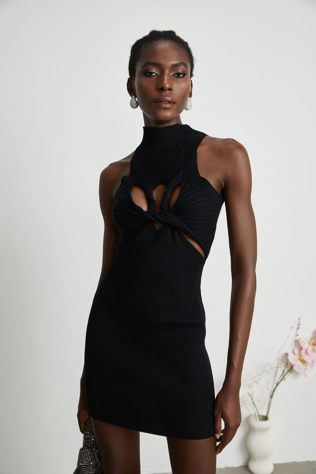 _milie twist-detail cut-out mini dress