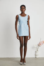 Manon blue tweed sequined mini dress