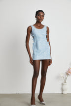 Manon blue tweed sequined mini dress