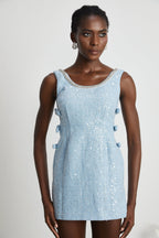 Manon blue tweed sequined mini dress