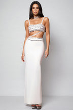 Megan Studded Suspender Halter Maxi Dress Set