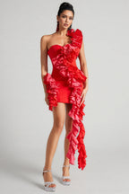 Grace One Shoulder Ruffled Mini Dress