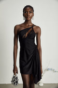 Juana lace-detail asymmetrical mini dress