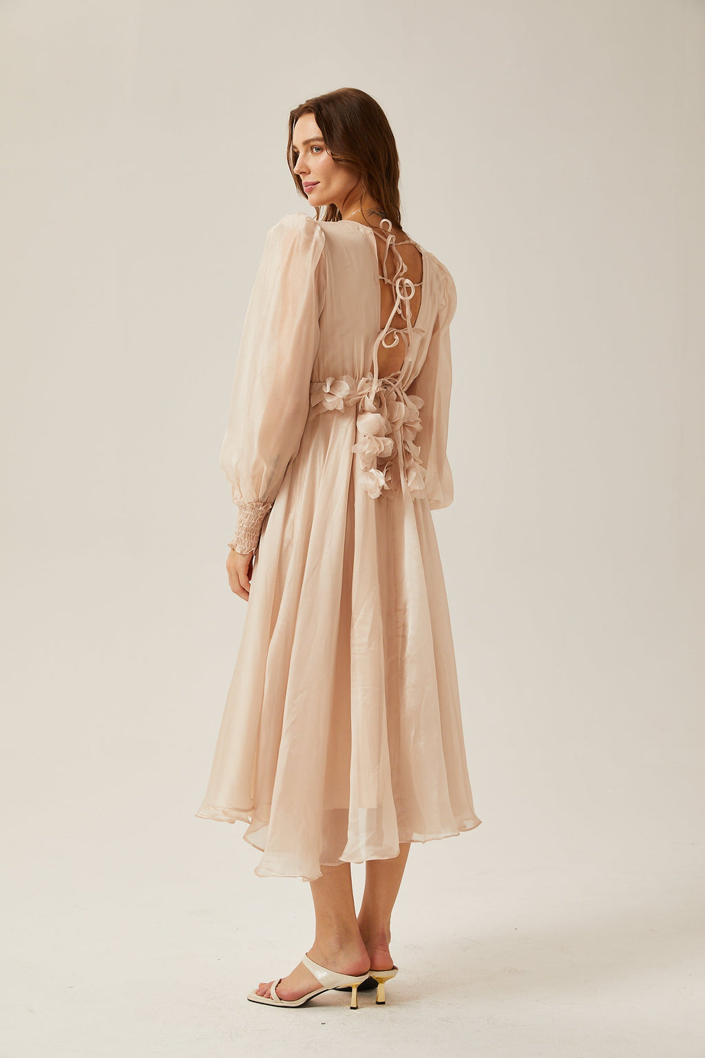 Lucie faux-floral embellished midi dress