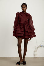 _lodie tiered flared mini dress in Red