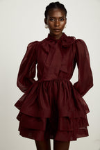 _lodie tiered flared mini dress in Red