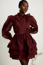 _lodie tiered flared mini dress in Red