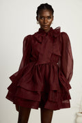 _lodie tiered flared mini dress in Red