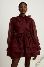 _lodie tiered flared mini dress in Red
