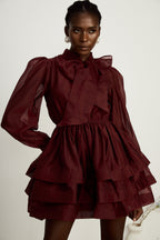 _lodie tiered flared mini dress in Red