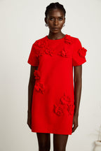Calista red floral-detail short-sleeve mini dress