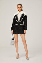 _léonore faux-pearl tweed mini dress