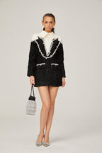 _léonore faux-pearl tweed mini dress