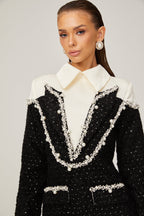 _léonore faux-pearl tweed mini dress