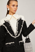 _léonore faux-pearl tweed mini dress