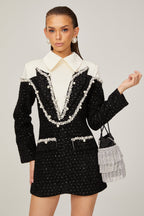 _léonore faux-pearl tweed mini dress