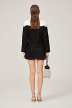 _léonore faux-pearl tweed mini dress