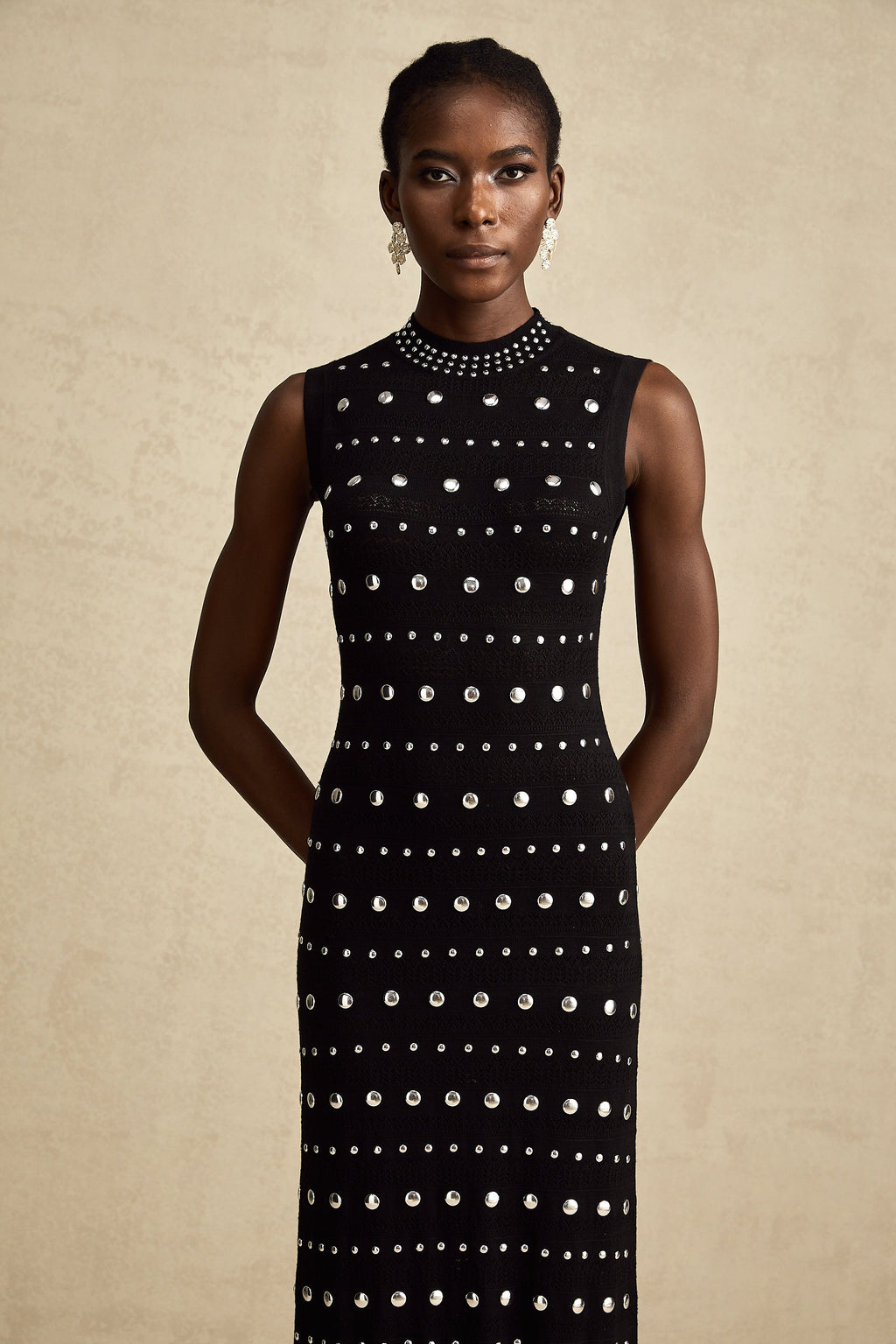 Chloé studded crochet-knit maxi dress in Black