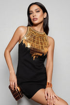 Lena Beaded And Diamond Tank Mini Dress