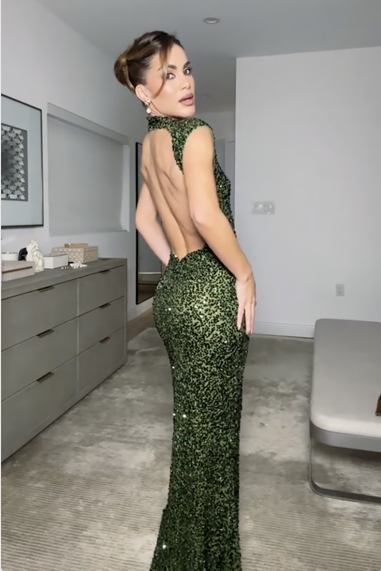 Rocío Timeless Elastic Sequin Backless Maxi Dress Premium Wardrobe Essential