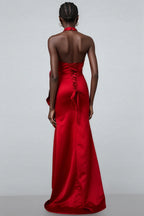 Caiusa Red 3D Floral Ruffle Maxi Dress