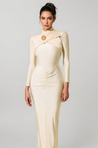 Damar Knotted Long Sleeve Midi Dress