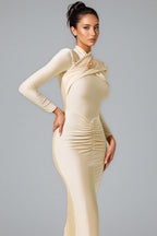 Damar Knotted Long Sleeve Midi Dress