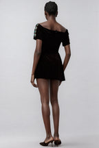 Ivy Black Velvet Embellished Mini Dress
