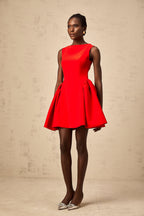 Yulia red sleeveless flared mini dress