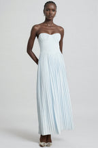Dalia Blue Pleated Corset Maxi Dress