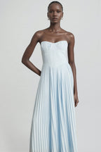Dalia Blue Pleated Corset Maxi Dress