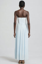 Dalia Blue Pleated Corset Maxi Dress