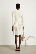 Bérengère white knitted pleated mini dress