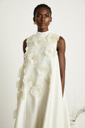 _milie sleeveless floral-applique midi dress in White
