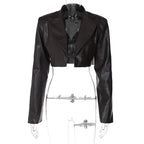 Faux Fashion Lapel Collar Long Sleeve Cropped Y2K Streetwear Autumn Jacket